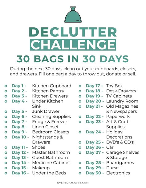 Printable 30 Day Declutter Challenge